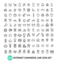 E-commerce Shopping Signs Black Thin Line Icon Set. Vector