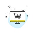 E-commerce and shopping web icons in line style. Mobile Shop, Digital marketing, Bank Card, Gifts. Vector illustration Royalty Free Stock Photo