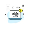 E-commerce and shopping web icons in line style. Mobile Shop, Digital marketing, Bank Card, Gifts. Vector illustration Royalty Free Stock Photo