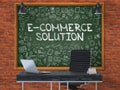 E-Commerce Solution Concept. Doodle Icons on Chalkboard.