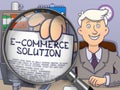 E-Commerce Solution through Magnifying Glass. Doodle Design.