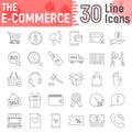 E commerce thin line icon set, Online store signs