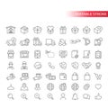 E-commerce thin line vector icon set. Online shopping, e commerce symbols. Store, delivery truck, courier.