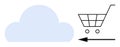 Cloud Computing and E-commerce Integration Concept with Shopping Cart and Arrow Royalty Free Stock Photo