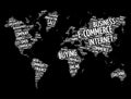 E-COMMERCE word cloud in shape of world map, business concept background Royalty Free Stock Photo