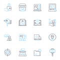 E-commerce world linear icons set. Marketplace, Retail, Online, Shopping, Platform, Digital, Sales line vector and