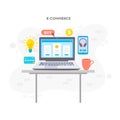 E-commerse online store. E-commerce, strategy flat vector