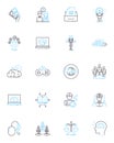 E-currency linear icons set. Bitcoin, Cryptocurrency, Blockchain, Ethereum, Wallet, Digital, Currency line vector and