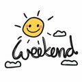 Weekend sun smile on sky cartoon vector illustration Royalty Free Stock Photo