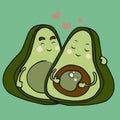 Avocado family , Daddy Mommy and baby cartoon illustration