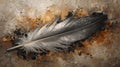 Elegant Textured Feather Artwork in Gold Royalty Free Stock Photo
