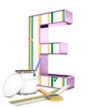 `E` decorated letter with renovation tools