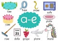 A-e digraph spelling rule educational poster set for kids Royalty Free Stock Photo