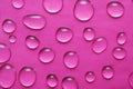 E drops of water on a pink background