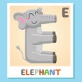 E is for Elephant. Letter E. Elephant, cute illustration. Animal alphabet. Royalty Free Stock Photo