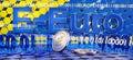 E-euro digital concept and binary code background 3d-illustration