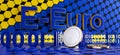 E-euro digital concept and binary code. Europe design background 3d-illustration