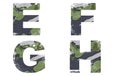 E, F, G, H Alphabet From Military Fabric Texture.