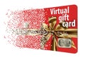 This is an e-gift card, virtual gift card disintegrating into pixels. Royalty Free Stock Photo