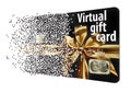 This is an e-gift card, virtual gift card disintegrating into pixels. Royalty Free Stock Photo