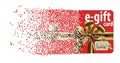 This is an e-gift card, virtual gift card disintegrating into pixels. Royalty Free Stock Photo