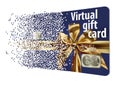 This is an e-gift card, virtual gift card disintegrating into pixels.