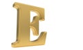 E gold romantic alphabet, 3d rendering