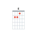 E guitar chord icon. Basic guitar chords vector isolated on white