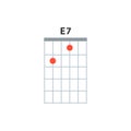 E7 guitar chord icon. Basic guitar chords vector isolated on white