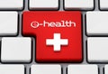 E-health text and cross symbol on enter key. 3D illustration