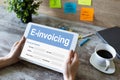 E-invoicing, Online banking and payment. Technology and business concept. Royalty Free Stock Photo