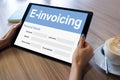 E-invoicing, Online banking and payment. Technology and business concept. Royalty Free Stock Photo