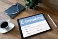 E-invoicing, Online banking and payment. Technology and business concept. Royalty Free Stock Photo