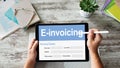 E-invoicing, Online banking and payment. TEchnology and business concept. Royalty Free Stock Photo