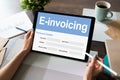 E-invoicing, Online banking and payment. Technology and business concept. Royalty Free Stock Photo