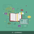 E-Learing flat illustration concept. Royalty Free Stock Photo