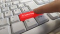 E-Learning button on a computer keyboard. Royalty Free Stock Photo