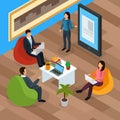 E-learning Characters Isometric Landing Page Royalty Free Stock Photo