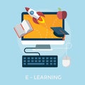 e-learning concept. Vector illustration decorative design Royalty Free Stock Photo