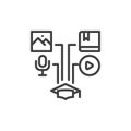 E-learning courses line icon