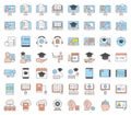 E learning and educated online icon set, filled icon editable st