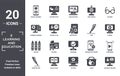 e.learning.and.education icon set. include creative elements as online learning, glasses, pen, progress, digital book, crayon