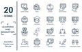 e.learning.and.education linear icon set. includes thin line blended learning, homework, workspace, business education,