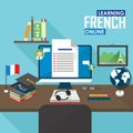 E-learning French language. Royalty Free Stock Photo