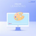 E-learning icon symbols. drawing, painter, art, color palette, Online education at home concept. 3D vector isolated illustration Royalty Free Stock Photo