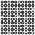 100 e-learning icons set black circle Royalty Free Stock Photo