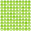 100 e-learning icons set green circle Royalty Free Stock Photo