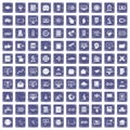 100 e-learning icons set grunge sapphire Royalty Free Stock Photo