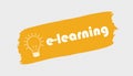 E-Learning And Lightbulb Brushstroke Banner - Yellow Vector Illustration - Isolated On Transparent Backround Royalty Free Stock Photo