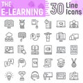 E Learning line icon set, Online education symbols